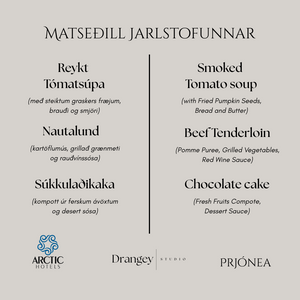 Kvöldverður á Jarlstofunni laugardaginn 11. október kl.19