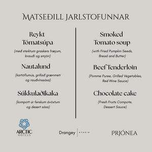 Kvöldverður á Jarlstofunni laugardaginn 11. október kl.19